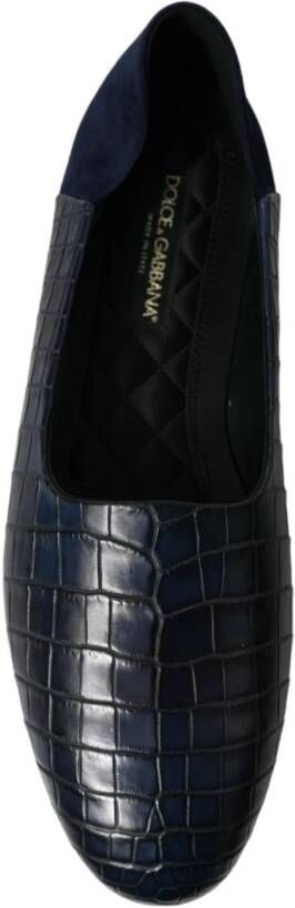 Dolce & Gabbana Blauwe Krokodillenleren Loafers Blue Heren