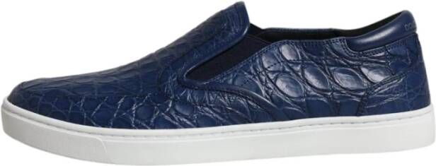 Dolce & Gabbana Blauwe Krokodillenleren Sneakers met Rubberen Zool