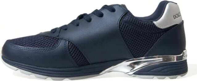 Dolce & Gabbana Blauwe Leren Lage Sneakers Blue Heren