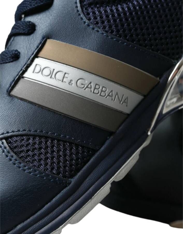 Dolce & Gabbana Blauwe Leren Lage Sneakers Blue Heren