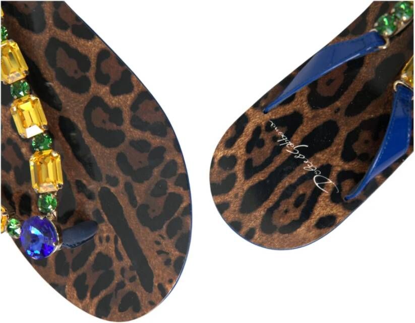 Dolce & Gabbana Blauwe Leren Platte Sandalen Elegante Stijl Blue Dames