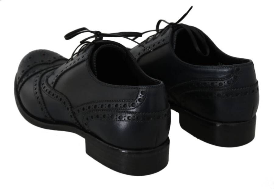 Dolce & Gabbana Blauwe Leren Wingtip Jurkschoenen Blue Heren