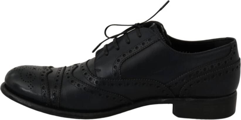 Dolce & Gabbana Blauwe Leren Wingtip Jurkschoenen Blue Heren