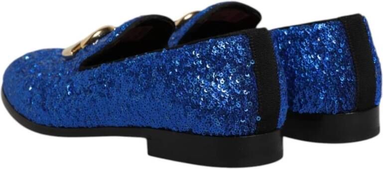 Dolce & Gabbana Blauwe Loafers met Pailletten voor Mannen