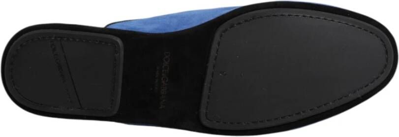 Dolce & Gabbana Blauwe Suède Slides Platte Schoenen