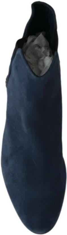 Dolce & Gabbana Blauwe Suède Stud Mid-Calf Laarzen Blue Heren