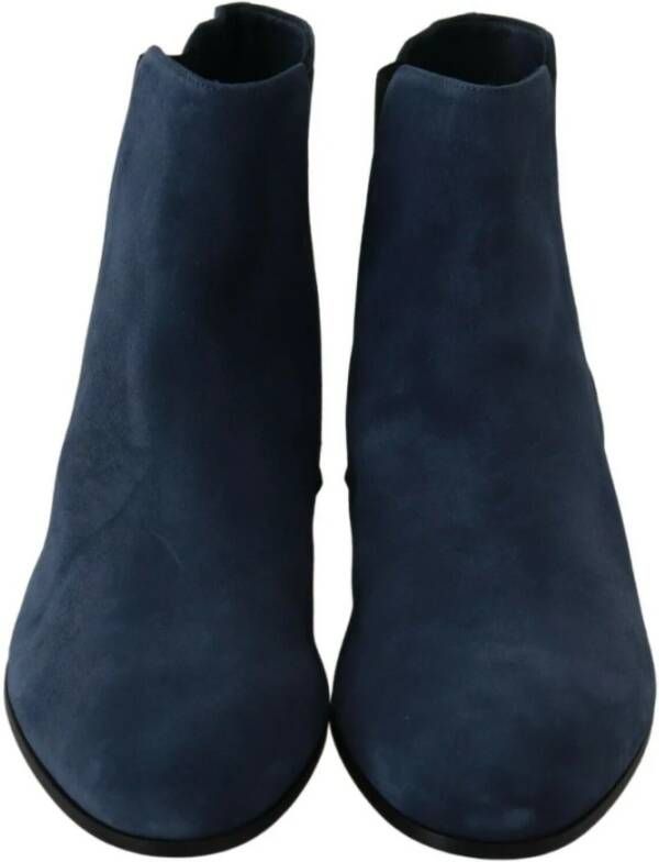 Dolce & Gabbana Blauwe Suède Stud Mid-Calf Laarzen Blue Heren