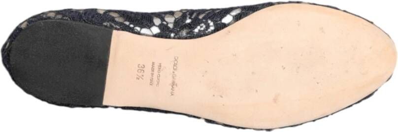 Dolce & Gabbana Blauwe Taormina Kant Kristal Platte Schoenen
