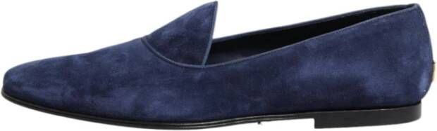 Dolce & Gabbana Blauwe Velvet DG Logo Loafers
