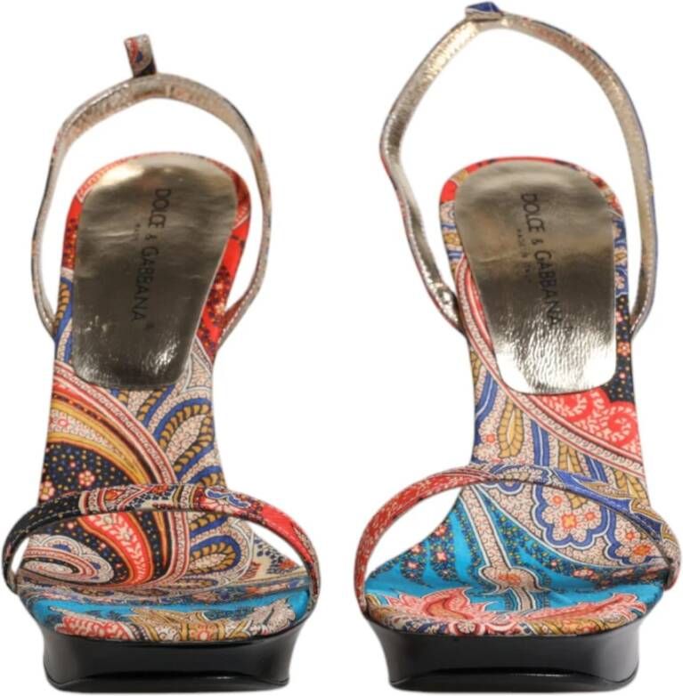 Dolce & Gabbana Bloemen leren hoge hak sandalen Multicolor Dames