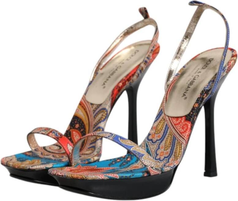Dolce & Gabbana Bloemen leren hoge hak sandalen Multicolor Dames