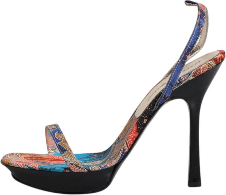 Dolce & Gabbana Bloemen leren hoge hak sandalen Multicolor Dames