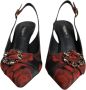 Dolce & Gabbana Bloemen Slingback Pumps Zwart Kristal Hak Multicolor Dames - Thumbnail 2