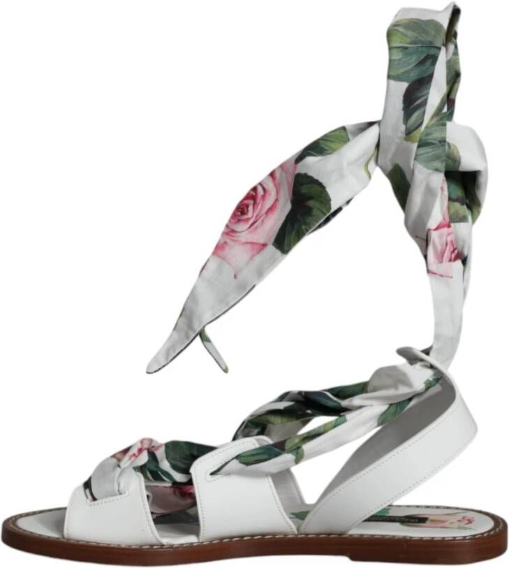Dolce & Gabbana Bloemenprint Enkelwikkel Sandalen