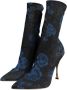 Dolce & Gabbana Bloemenprint Stiletto Mid Calf Laarzen Blue Dames - Thumbnail 3