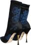 Dolce & Gabbana Bloemenprint Stiletto Mid Calf Laarzen Blue Dames - Thumbnail 4