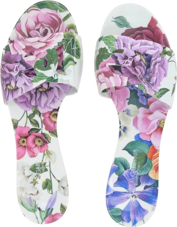 Dolce & Gabbana Bloemige Slide Sandalen met DG Logo