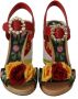 Dolce & Gabbana Veelkleurige met bloemen verfraaide cilindrische hakken AMORE sandalen - Thumbnail 5