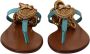 Dolce & Gabbana Blauwe Leren Devotion Platte Sandalen Blue Dames - Thumbnail 5