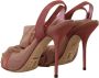 Dolce & Gabbana Roze Leren Enkelband Hoge Hak Sandalen Pink Dames - Thumbnail 3