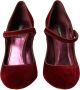 Dolce & Gabbana Bordeaux Goud Fluweel Mary Jane Hakken Red Dames - Thumbnail 7