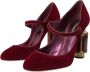 Dolce & Gabbana Bordeaux Goud Fluweel Mary Jane Hakken Red Dames - Thumbnail 8