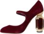 Dolce & Gabbana Bordeaux Goud Fluweel Mary Jane Hakken Red Dames - Thumbnail 10