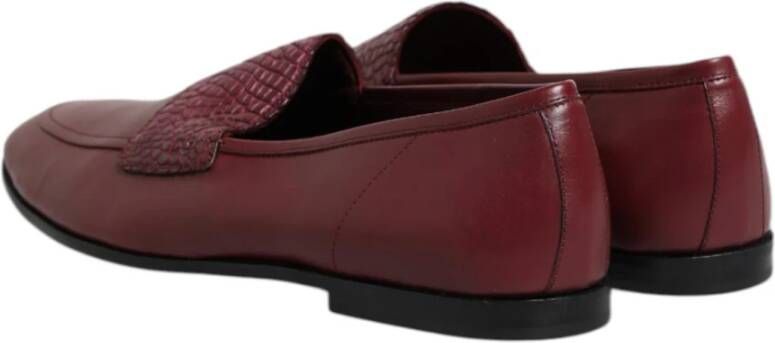 Dolce & Gabbana Bordeauxrode Leren Instapschoenen met Caiman Details