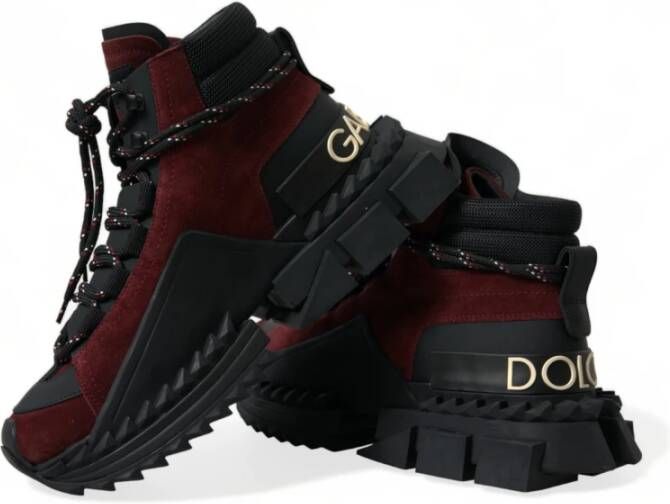 Dolce & Gabbana Bourgondisch Leren High Top Sneakers Multicolor Dames