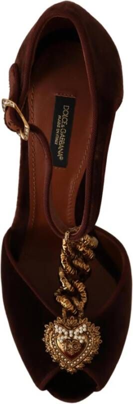 Dolce & Gabbana Brown Coppar Devotion Heart Sandals Shoes Bruin Dames