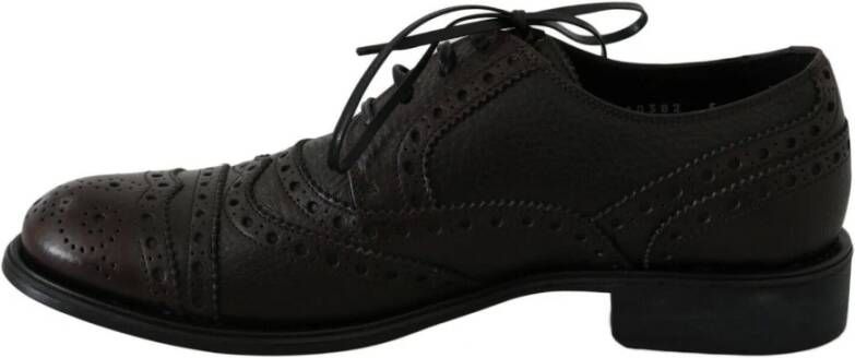 Dolce & Gabbana Brown Leather Wingtip Derby Formal Shoes Brown Heren