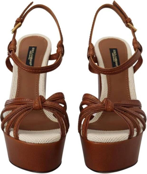 Dolce & Gabbana Bruin en beige leren platform sandalen Bruin Dames
