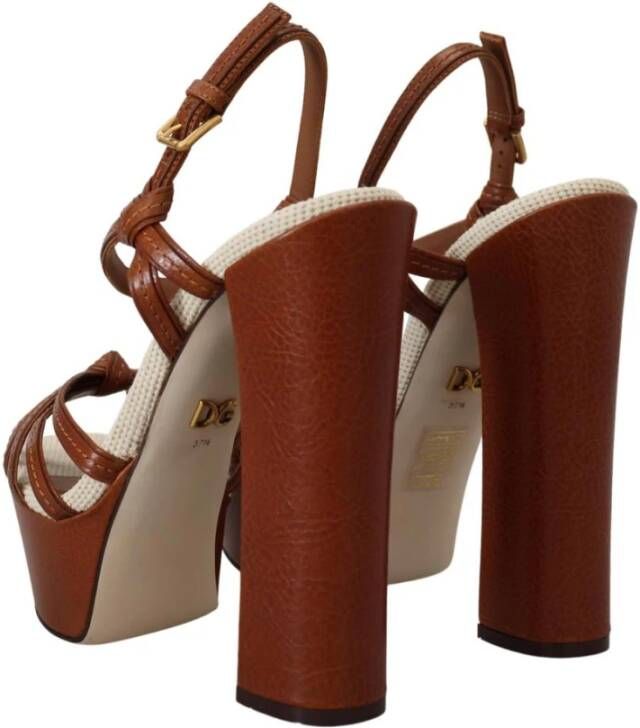 Dolce & Gabbana Bruin en beige leren platform sandalen Bruin Dames