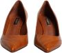 Dolce & Gabbana Bruin leren Kitten Heel Pumps met logo details Brown Dames - Thumbnail 3