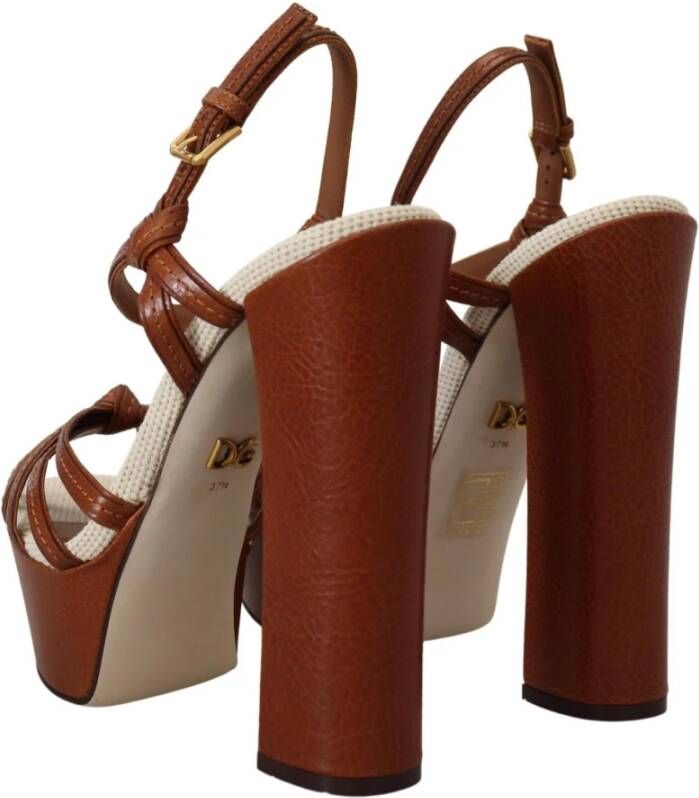 Dolce & Gabbana Bruin Leren Plateau Sandaal