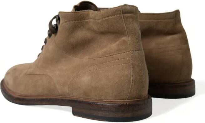 Dolce & Gabbana Bruin Leren Veterschoenen Brown Heren