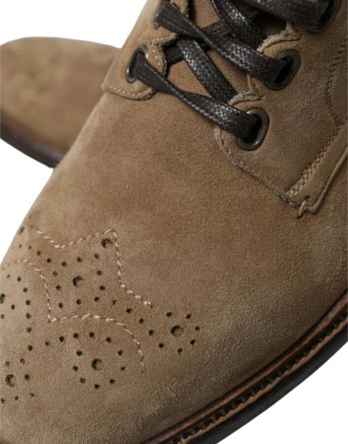 Dolce & Gabbana Bruin Leren Veterschoenen Brown Heren