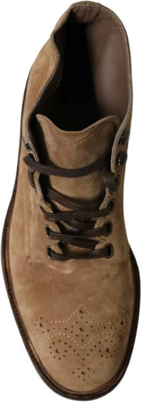 Dolce & Gabbana Bruin Leren Veterschoenen Brown Heren