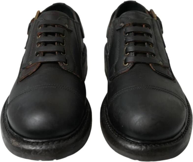 Dolce & Gabbana Bruin Leren Veterschoenen Brown Heren