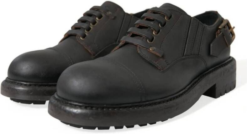 Dolce & Gabbana Bruin Leren Veterschoenen Brown Heren