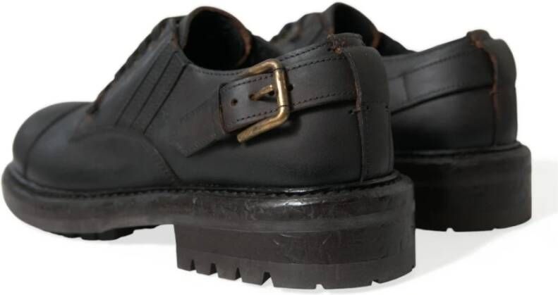Dolce & Gabbana Bruin Leren Veterschoenen Brown Heren