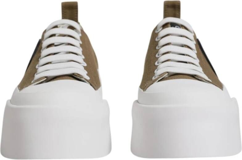 Dolce & Gabbana Bruin Wit Canvas Lage Sneakers Brown Dames