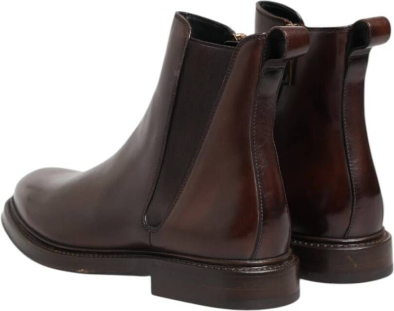 Dolce & Gabbana Bruine Chelsea Leren Mid Calf Laarzen
