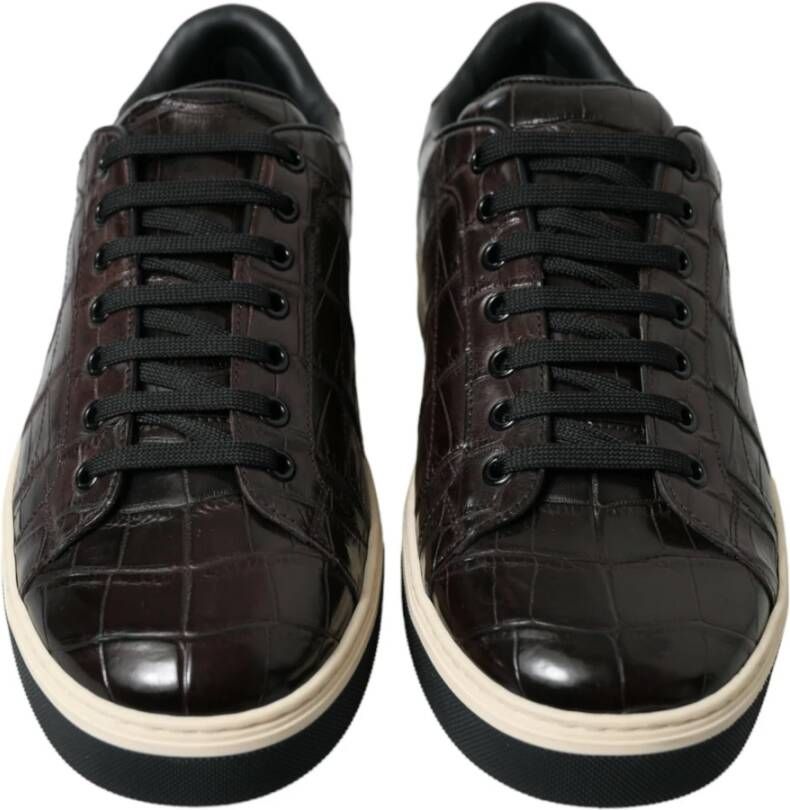 Dolce & Gabbana Bruine Croc Leren Casual Sneakers Brown Dames