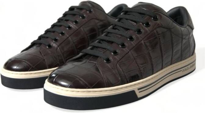 Dolce & Gabbana Bruine Croc Leren Casual Sneakers Brown Dames