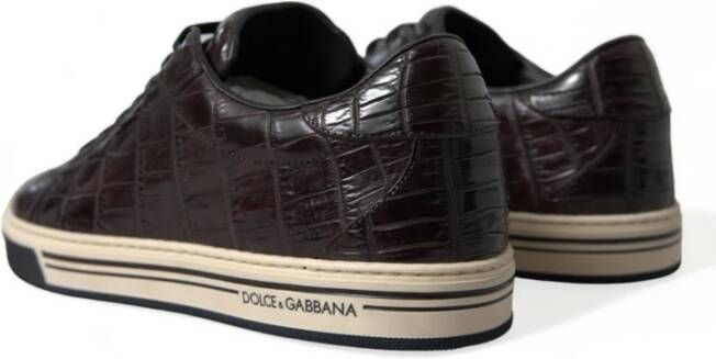 Dolce & Gabbana Bruine Croc Leren Casual Sneakers Brown Dames