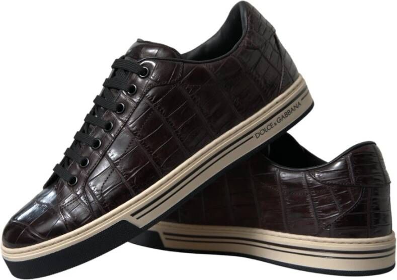 Dolce & Gabbana Bruine Croc Leren Casual Sneakers Brown Dames