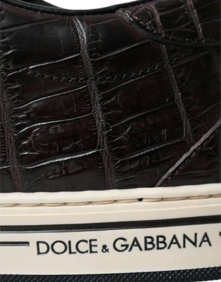 Dolce & Gabbana Bruine Croc Leren Casual Sneakers Brown Dames