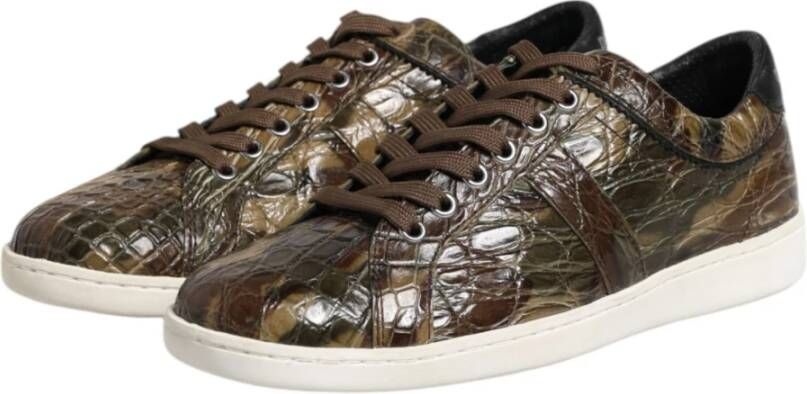 Dolce & Gabbana Bruine exotische leren lage sneakers