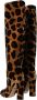 Dolce & Gabbana Bruine Giraffe Fluweel Leren Kniehoge Laarzen Brown Dames - Thumbnail 3